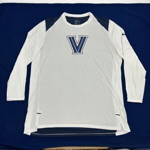 Villanova Wildcats Shirt Men's XL White Nike Elite Dri-Fit Long Sleeve Crew Neck
